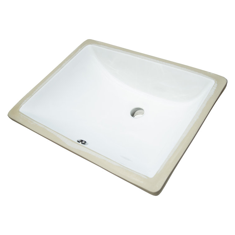 MSI 15.125'' White Porcelain Rectangular Undermount Bathroom Sink with